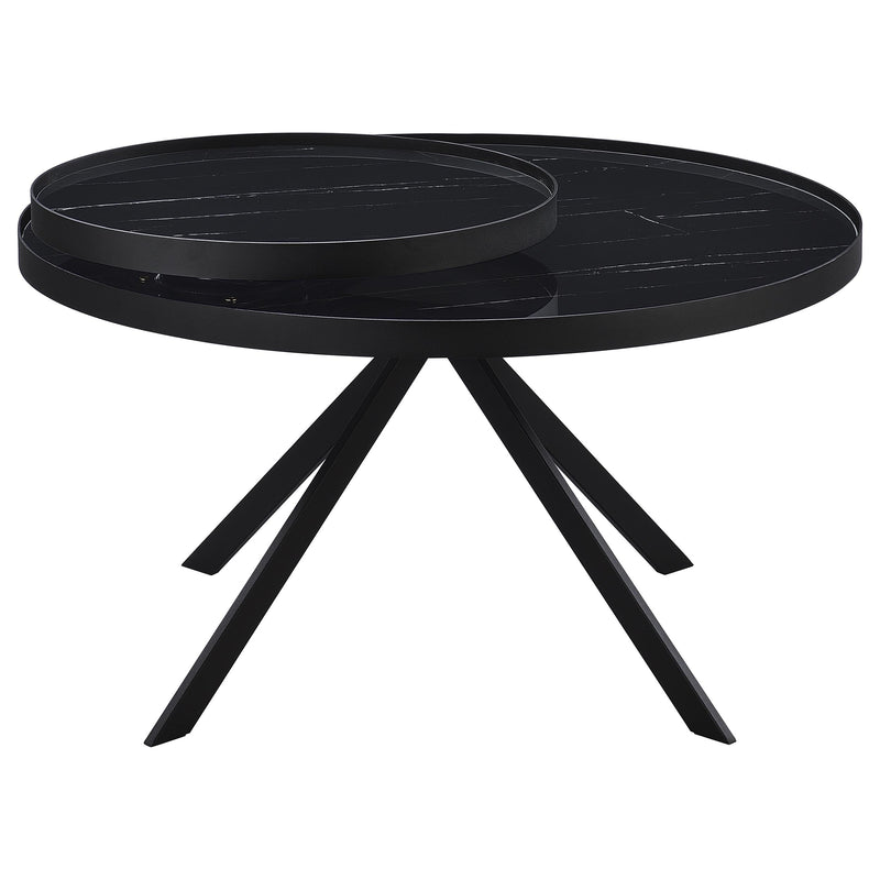 Briggs Round Marble Printed Glass Top Coffee Table