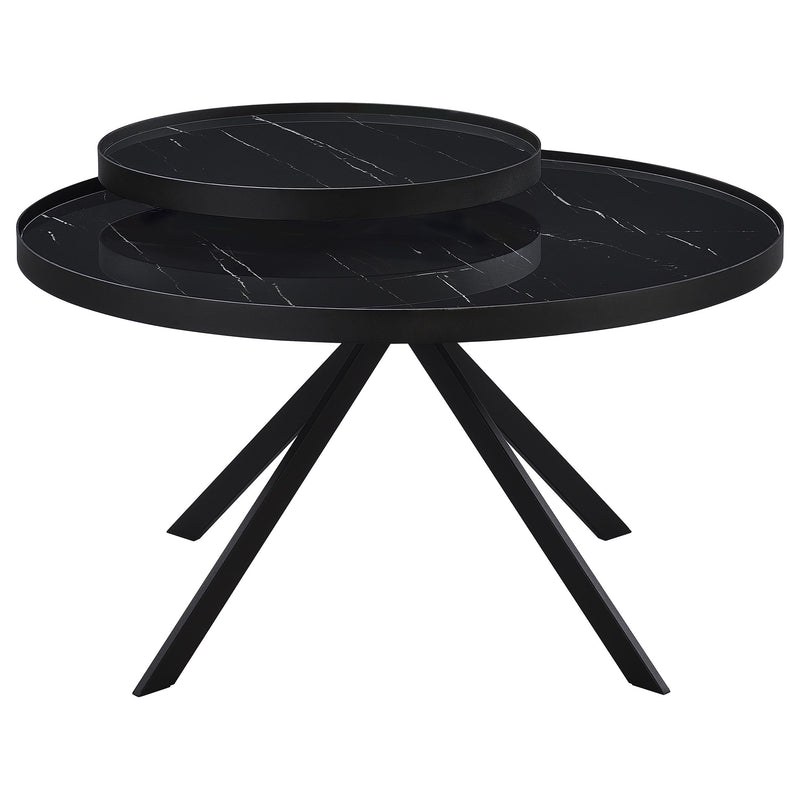 Briggs Round Marble Printed Glass Top Coffee Table
