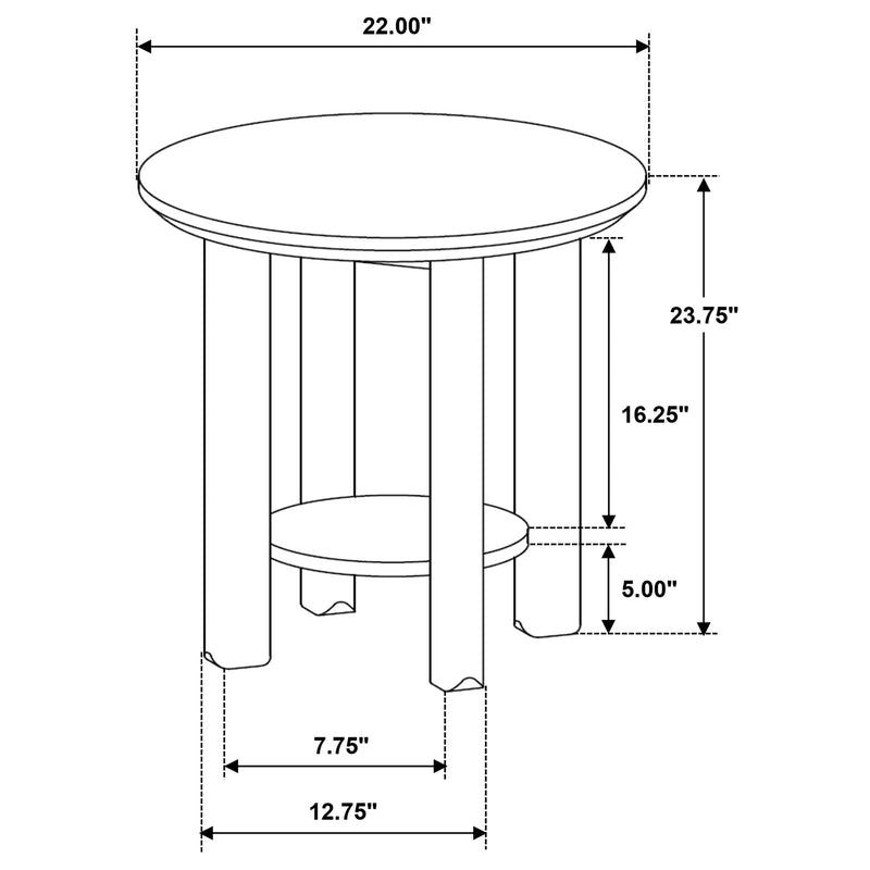 Ottowa Round Wood Side End Table with Shelf