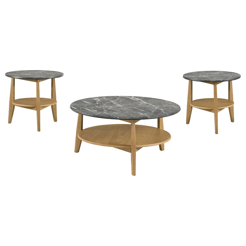 Bradley Round SmartTop Cocktail Coffee Table Grey and Natural
