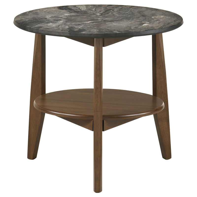 Bradley Round SmartTop End Side Table Grey and Natural