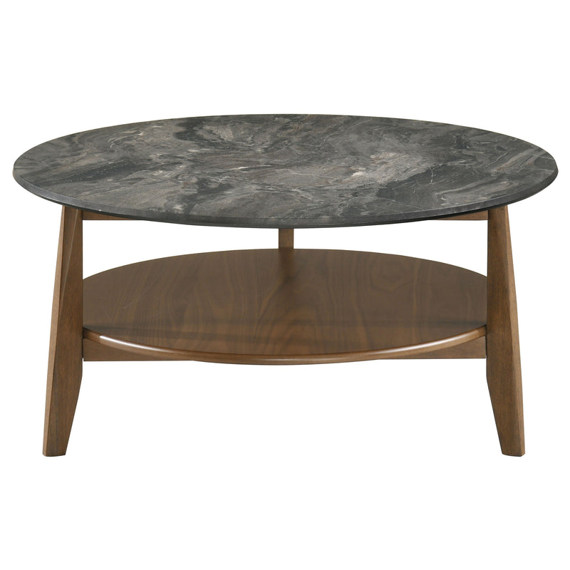 Bradley Round SmartTop Cocktail Coffee Table Grey and Natural