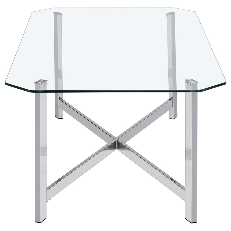 Cronin 2-piece Tempered Glass Top Coffee Table Set Chrome