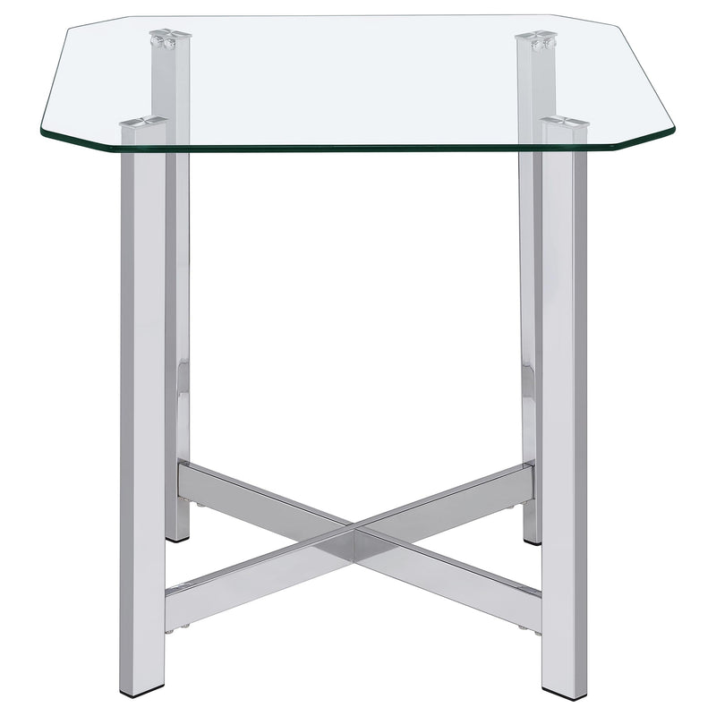 Cronin 2-piece Tempered Glass Top Coffee Table Set Chrome