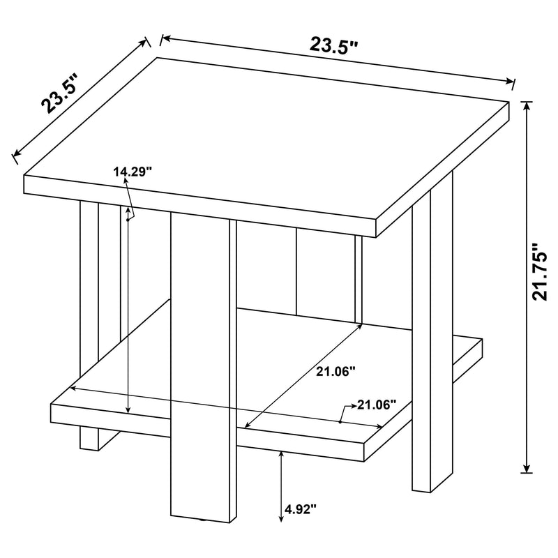 Dawn Square Engineered Wood End Table Mango Brown