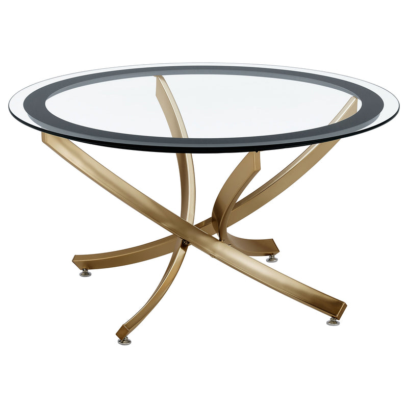 Brooke Round Glass Top Coffee Table Metal Base