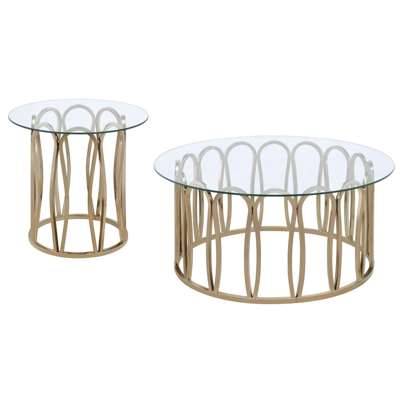 Monett Coffee and End Table Set Chocolate Chrome