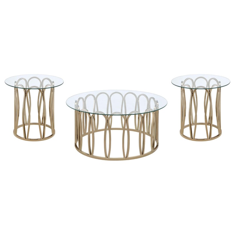 Monett Coffee and End Table Set Chocolate Chrome