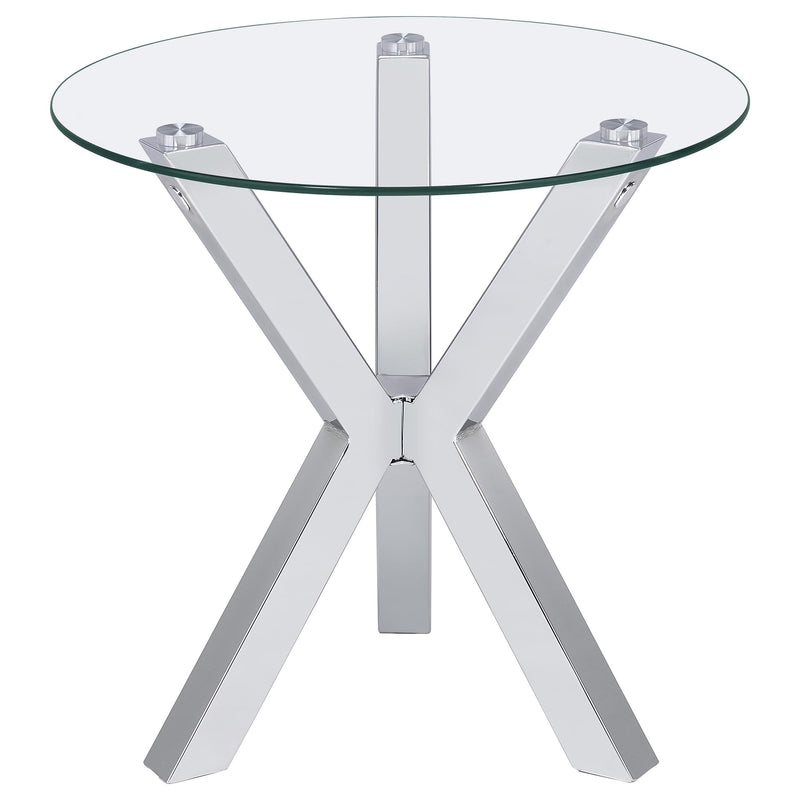Kenzie Round Coffee and End Table Set Chrome