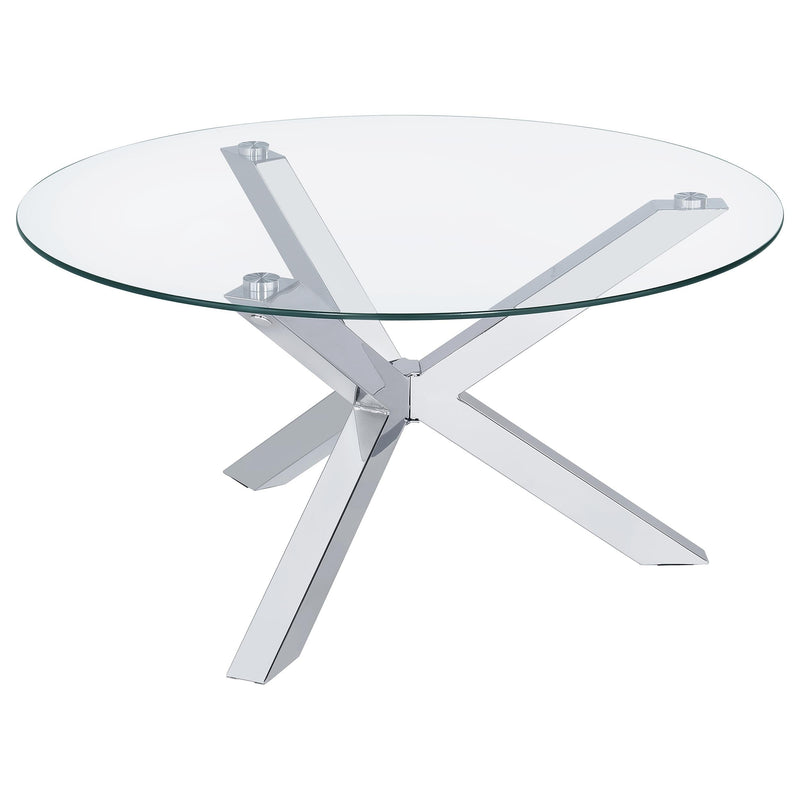 Kenzie Round Coffee and End Table Set Chrome