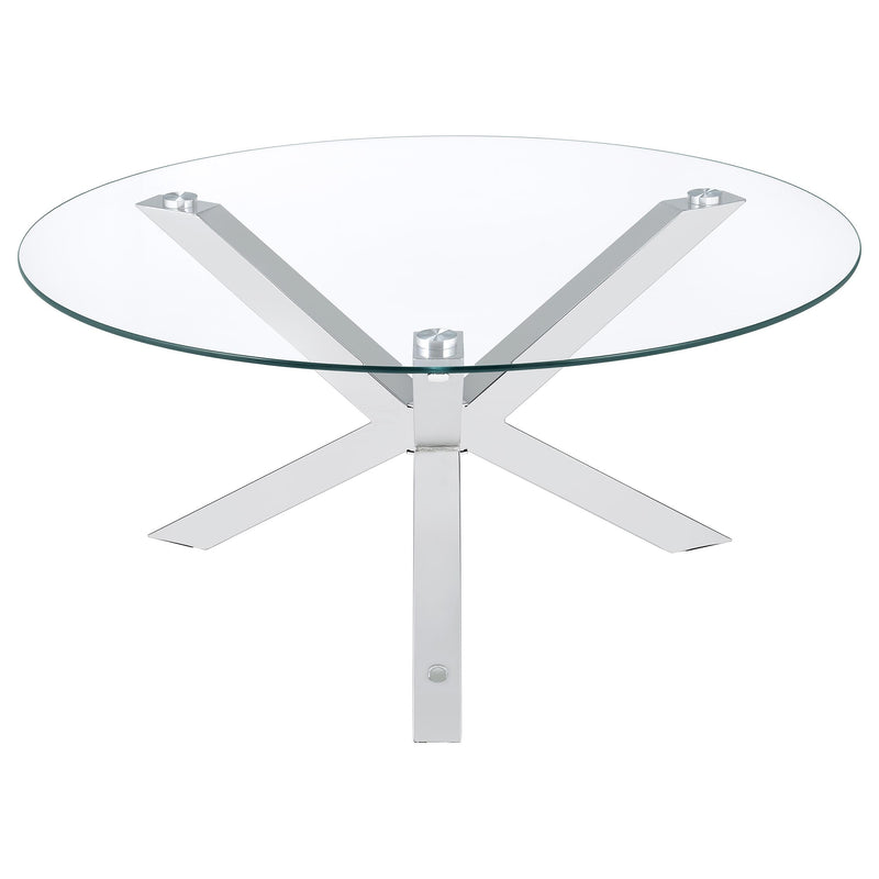 Kenzie Round Coffee and End Table Set Chrome