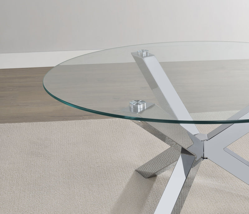 Kenzie Round Coffee and End Table Set Chrome