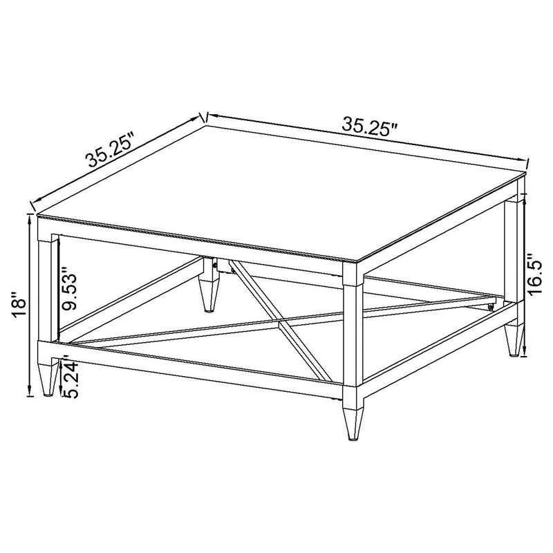 Lindley Square Coffee and End Table Set Chrome