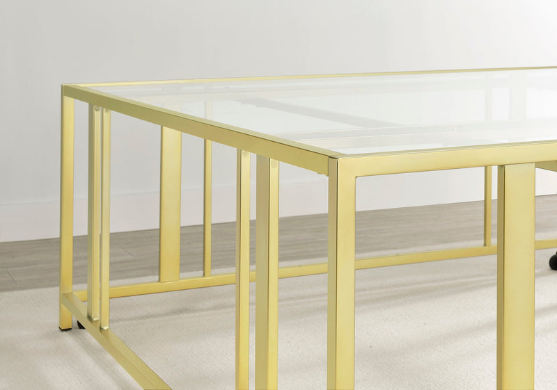 Adri Square Glass Top Coffee Table with Casters
