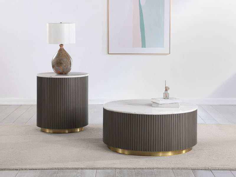 Jason Round Marble Coffee and End Table Set