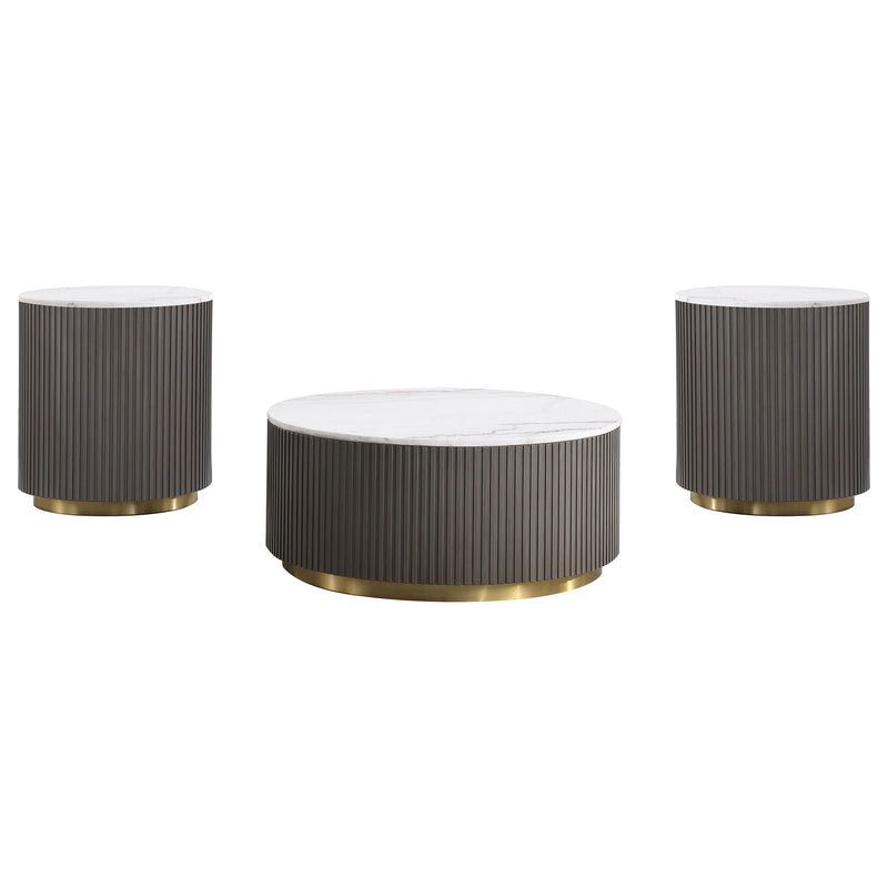 Jason Round Marble Coffee and End Table Set