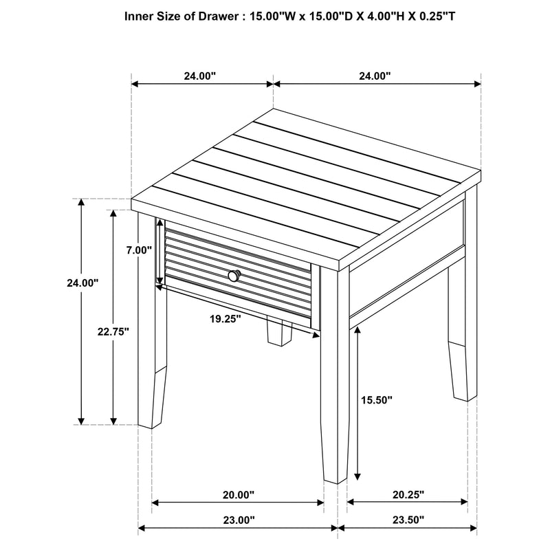 Concord 1-drawer Square End Table Distressed Java