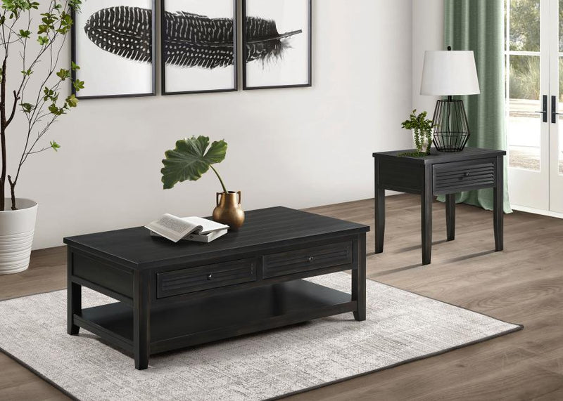 Concord Coffee and End Table Set Distressed Java