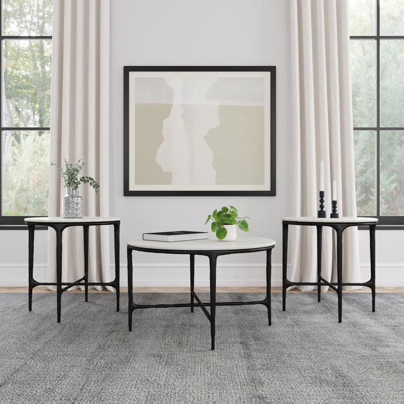 Hermas Round Marble Coffee and End Table Set
