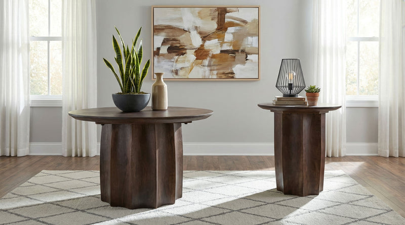 Cayenne 3-piece Solid Mango Wood Coffee Table Set Walnut