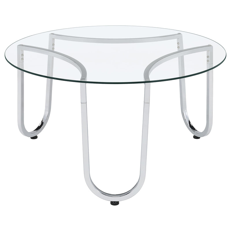 Beller 2-piece Round Tempered Glass Top Coffee Table Set Chrome