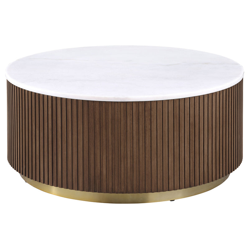 Jason 3-piece Round White Marble Coffee Table Set Greige
