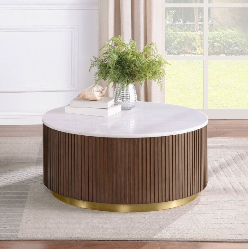 Jason 3-piece Round White Marble Coffee Table Set Greige