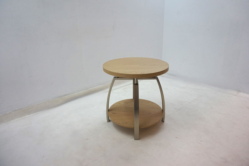 Dacre Round Engineered Wood Top Side End Table Greige