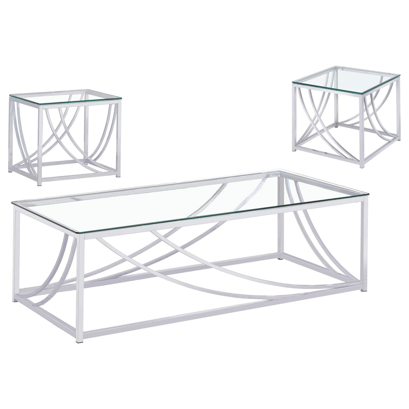 Lille Glass Top Coffee And End Table Set Chrome