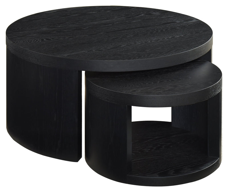 Sweeney 2-piece Round Wood Occasional Nesting Table Set Black