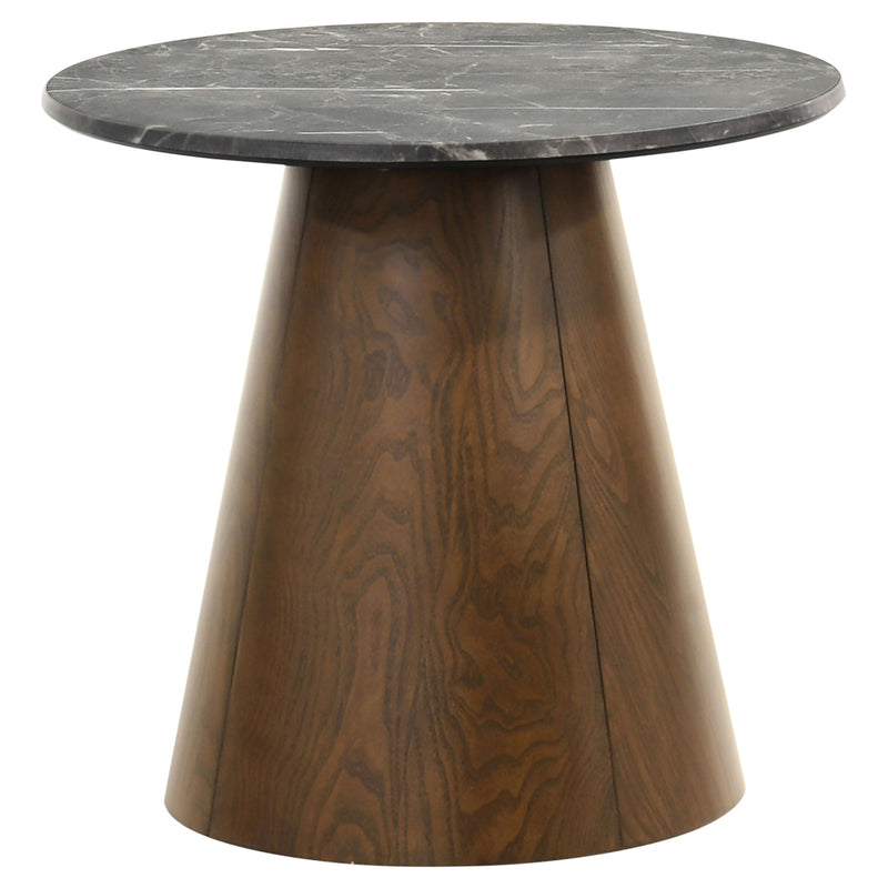 Franklin Round Wood Pedestal Side End Table Dark Brown