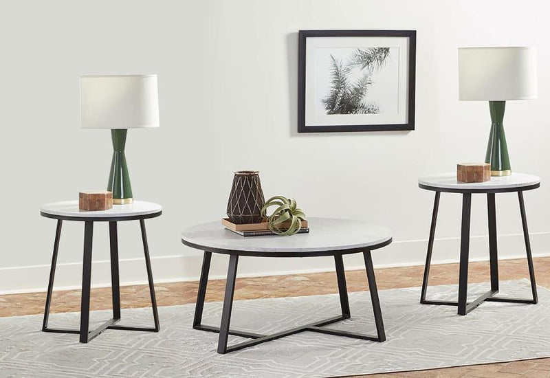 Hugo Coffee and End Table Set Faux Marble