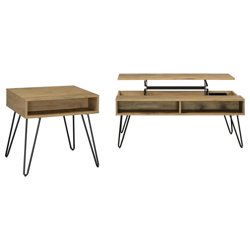Fanning Lift Top Coffee and End Table Set Golden Oak
