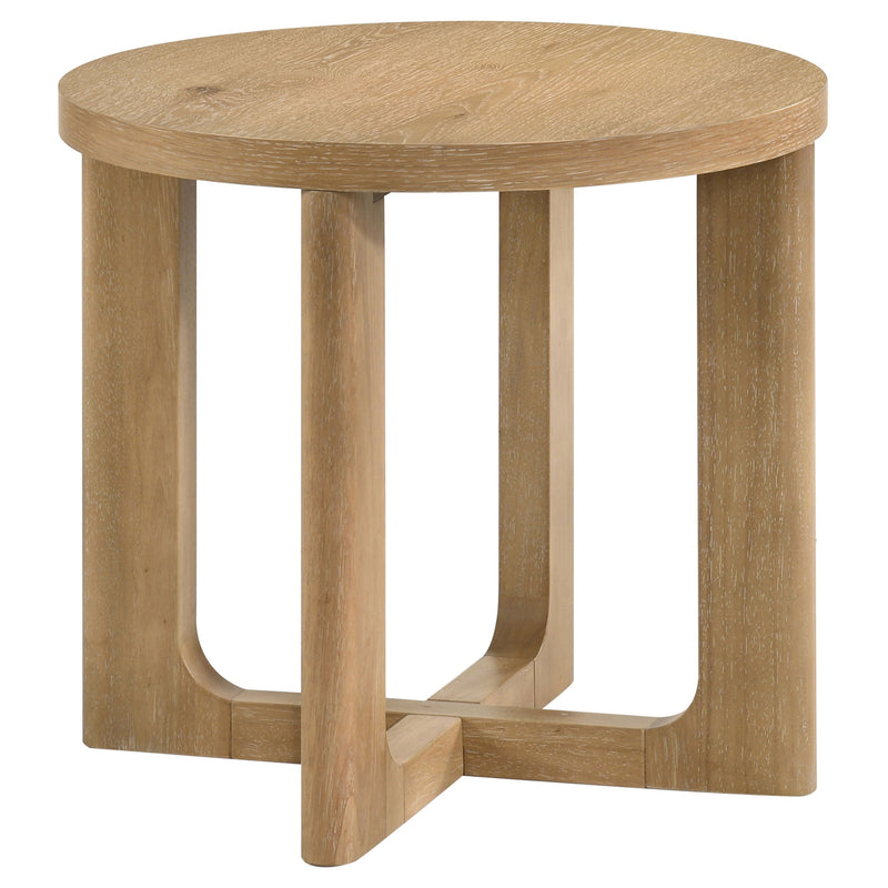 Kessler Round Sculptural Wood End Table Brown