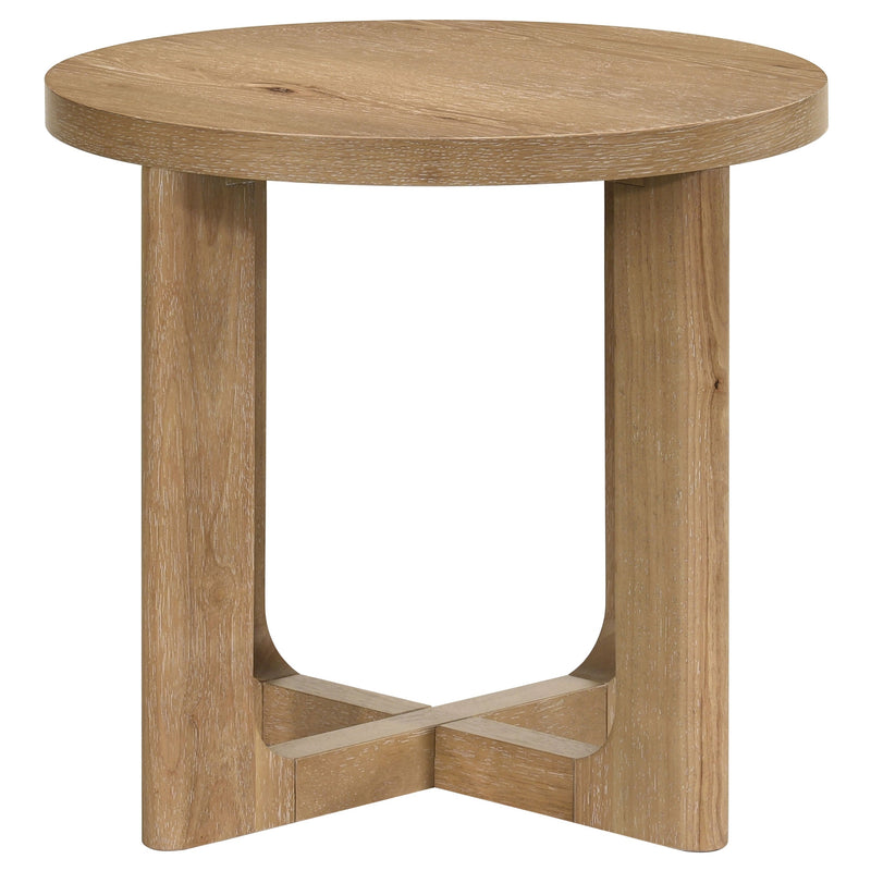 Kessler Round Sculptural Wood End Table Brown