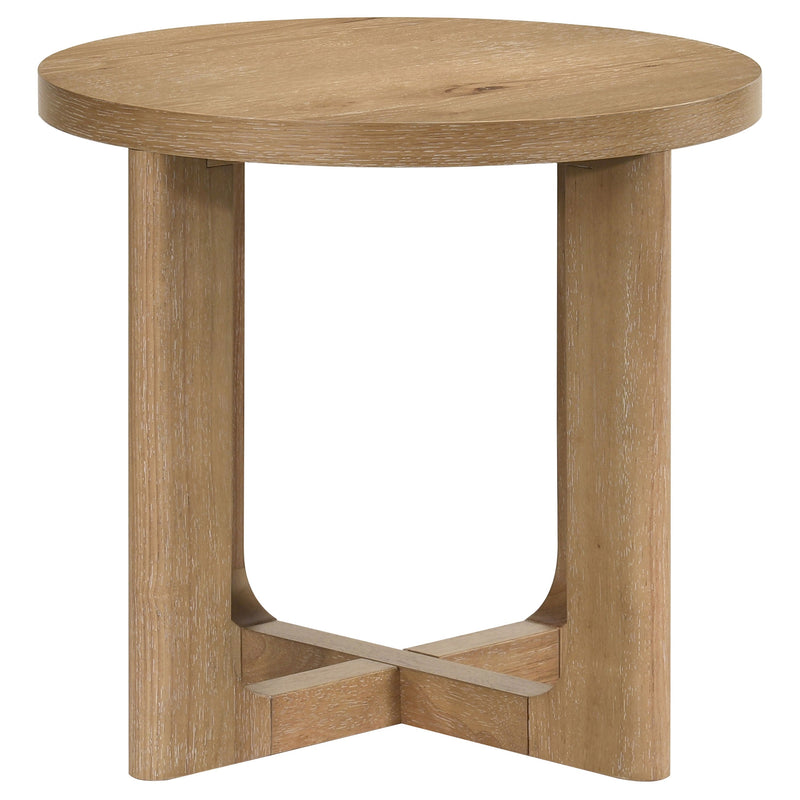 Kessler Round Sculptural Wood End Table Brown