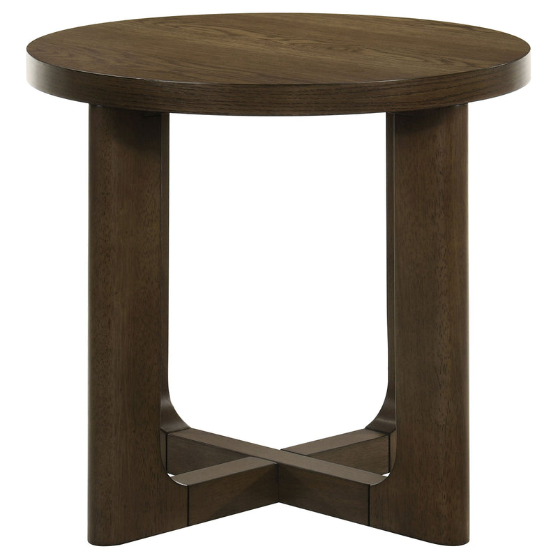 Kessler 2-piece Round Sculptural Wood Coffee Table Set Light Oak