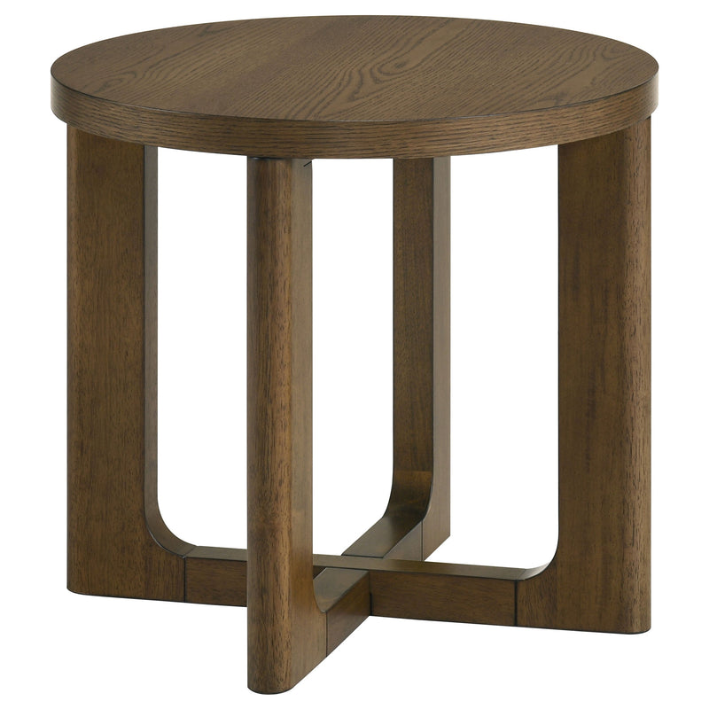 Kessler 2-piece Round Sculptural Wood Coffee Table Set Light Oak