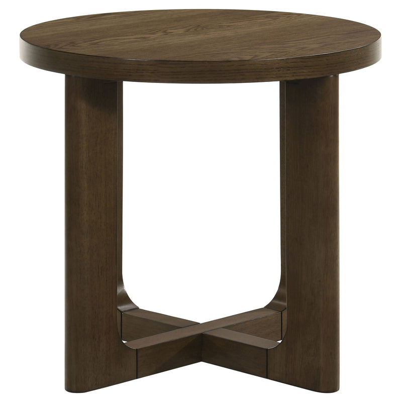 Kessler 2-piece Round Sculptural Wood Coffee Table Set Light Oak