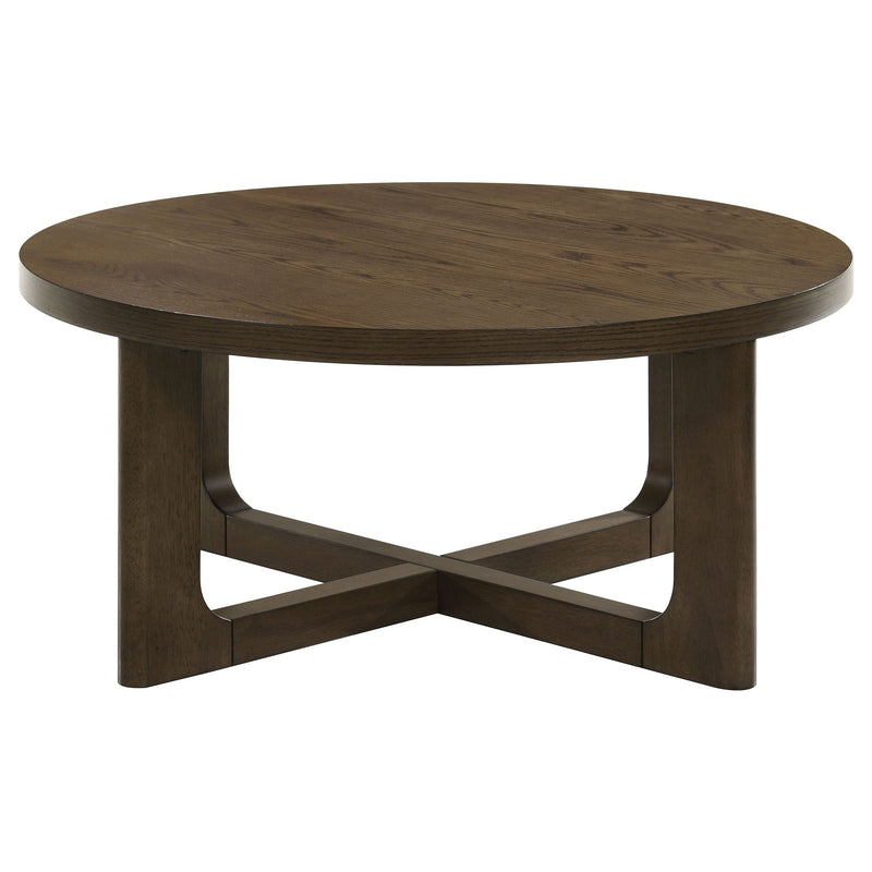 Kessler 2-piece Round Sculptural Wood Coffee Table Set Light Oak