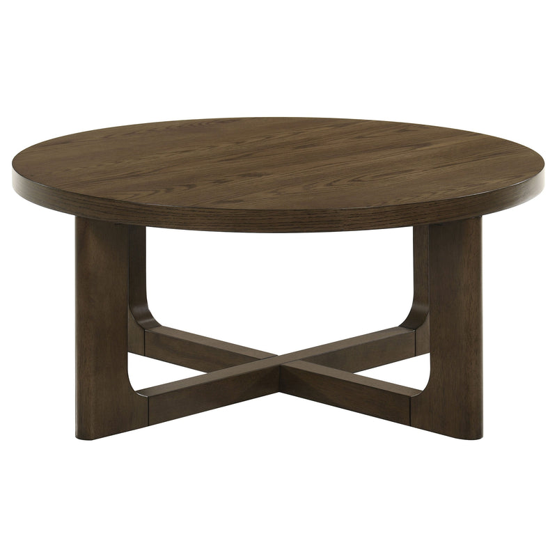Kessler 2-piece Round Sculptural Wood Coffee Table Set Light Oak