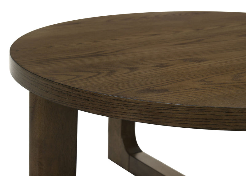 Kessler 2-piece Round Sculptural Wood Coffee Table Set Light Oak