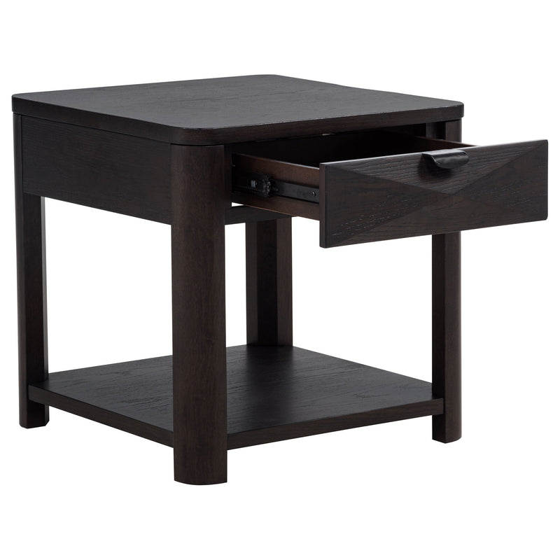 Marcelo Wood End Table with Drawer and Shelf Light Elm