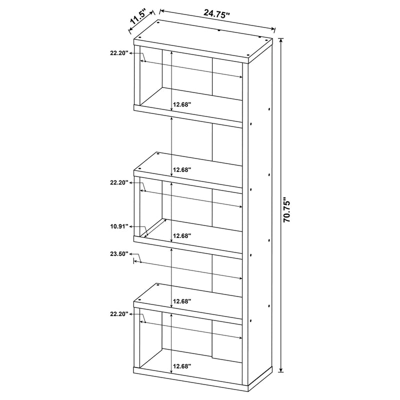 Joey 71-inch 5-shelf Bookshelf Weathered Grey