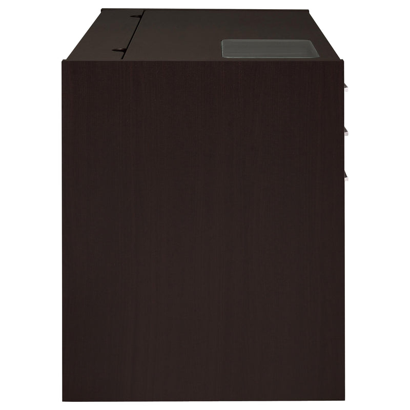 Halston 47-inch 2-drawer Office Desk with Cabinet Cappuccino