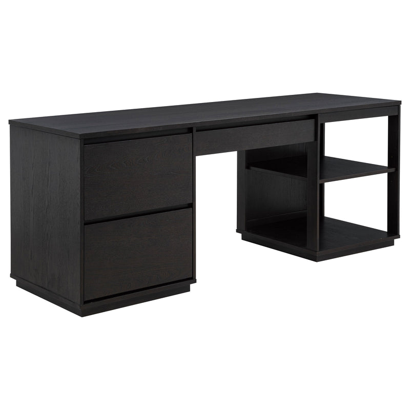Harkes 75-inch 3-drawer Computer Desk with Adjustable Shelf Light Elm