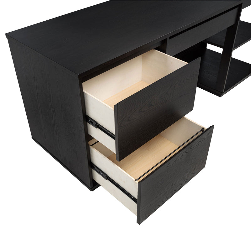 Harkes 75-inch 3-drawer Computer Desk with Adjustable Shelf Light Elm