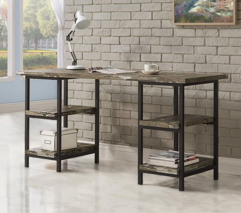 Kemper 59-inch 4-shelf Writing Desk Weathered Brown