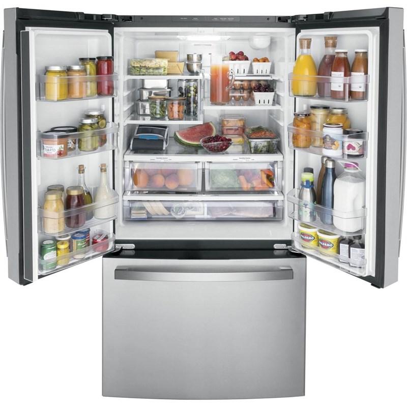 36-inch, 21.9 cu.ft. Counter-Depth French 3-Door Refrigerator with Interior Ice Maker (GWE22JYMFS)