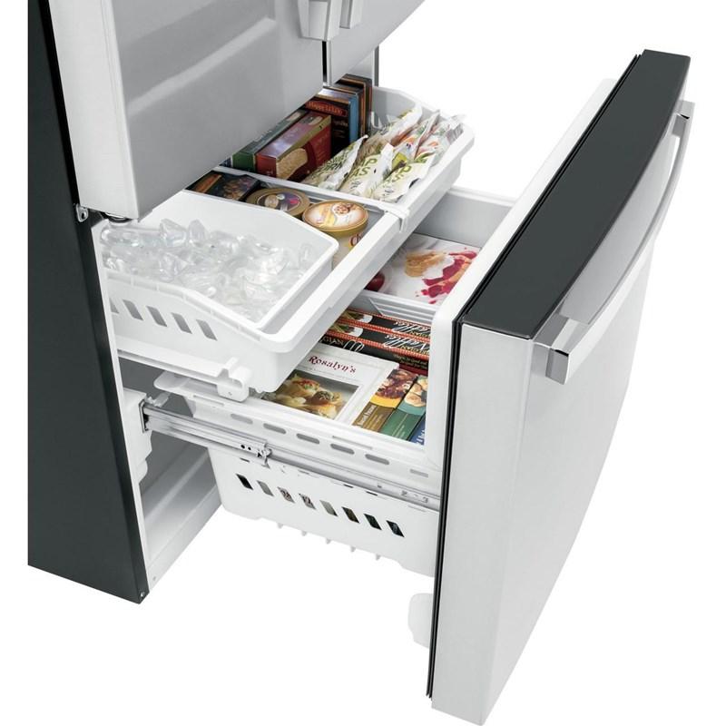 36-inch, 21.9 cu.ft. Counter-Depth French 3-Door Refrigerator with Interior Ice Maker (GWE22JYMFS)